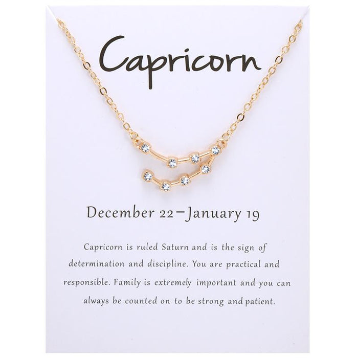 Twelve Constellations Diamond Inlaid Card Clavicle Chain