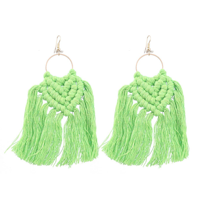 Women's Bohemian Cotton Thread Woven Tassel Earrings