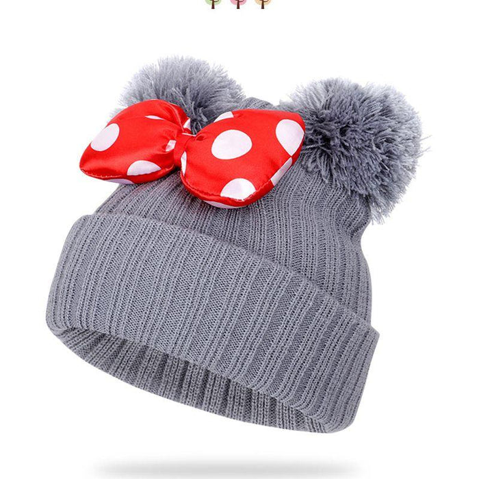 Cute Dot Bow Knitted Winter Warm Beanie