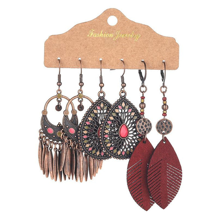 3 pairs/set Earrings Bohemian Style Jewelry X0X36215