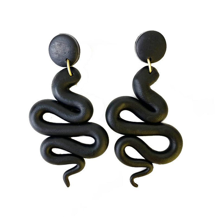 New Snake Shaped Soft Ceramic Snake Shaped Clay Earrings