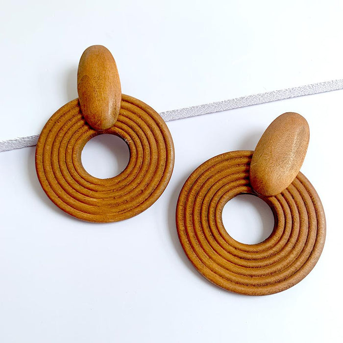 Exaggerated Geometric Large Round Earrings Jewelry