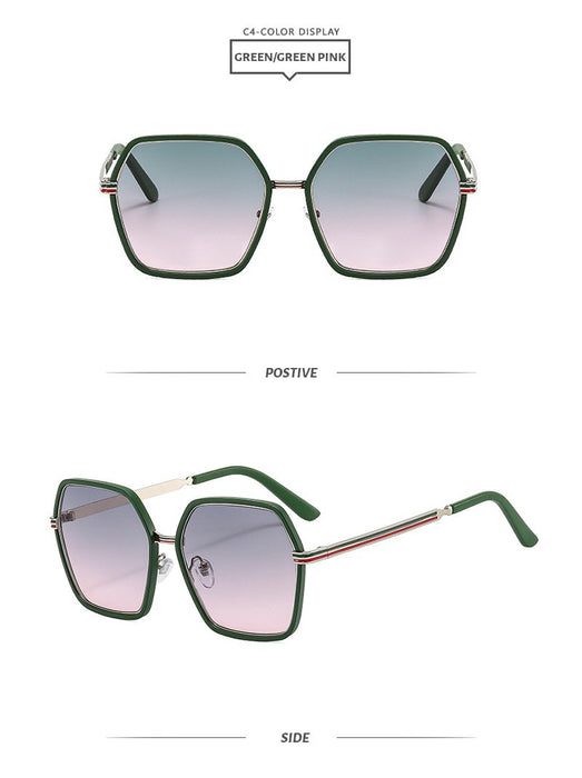 Red and green striped polygon Sunglasses