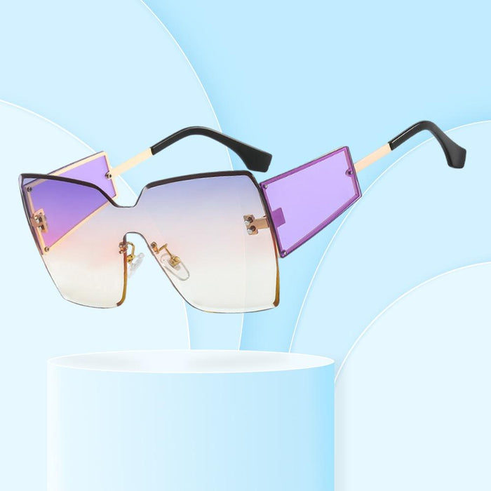 Large frame frameless one-piece men's and women's Sunglasses