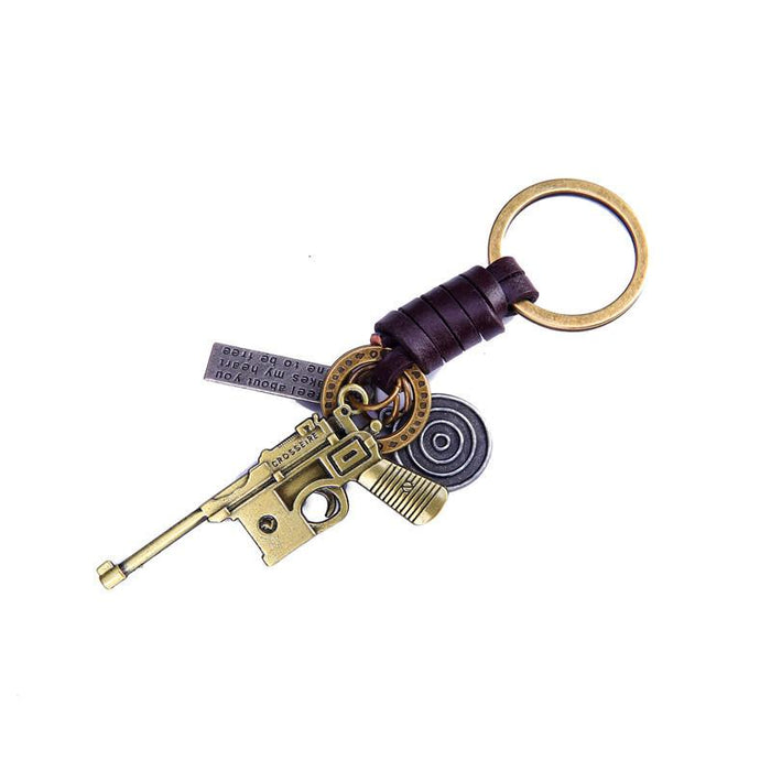 Vintage Keychains punk leather metal Keychains creative personality Keychains