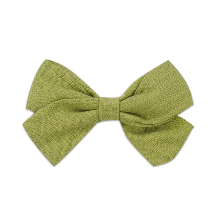 Slub cotton and linen bow hairpin