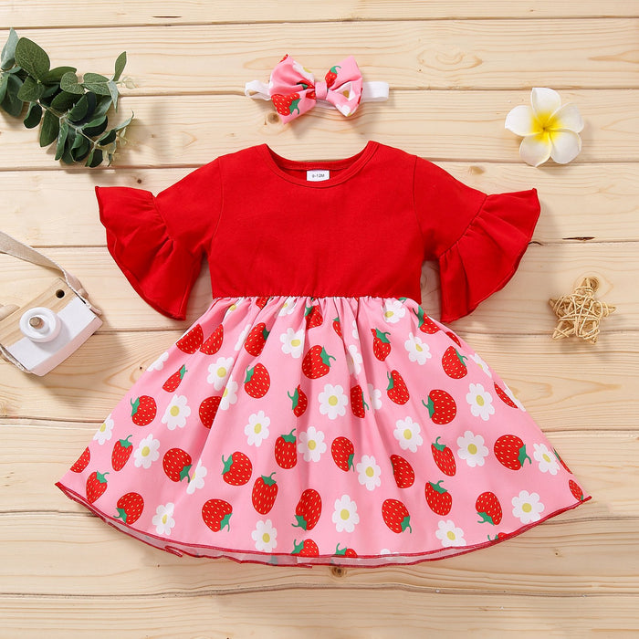 Summer sweetheart strawberry girl dress children's wear