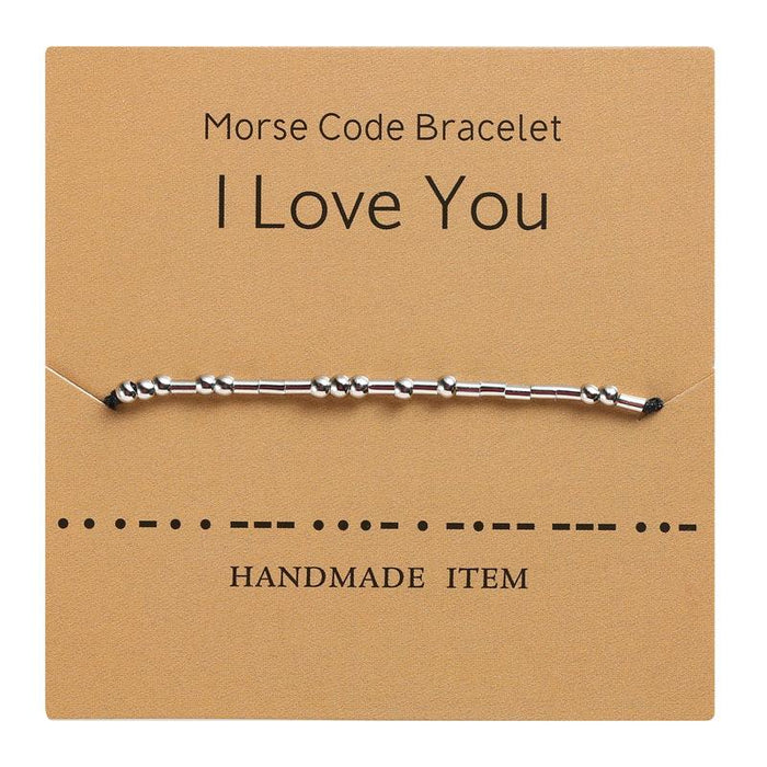 1PC Morse Code Bracelet Silver Beads
