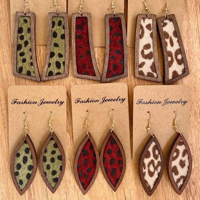Simple Leopard Print Western Leather Women's Earrings