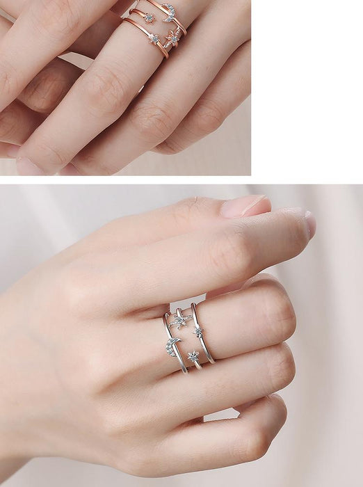 Fashion Niche Double-layer Star Moon Opening Ring