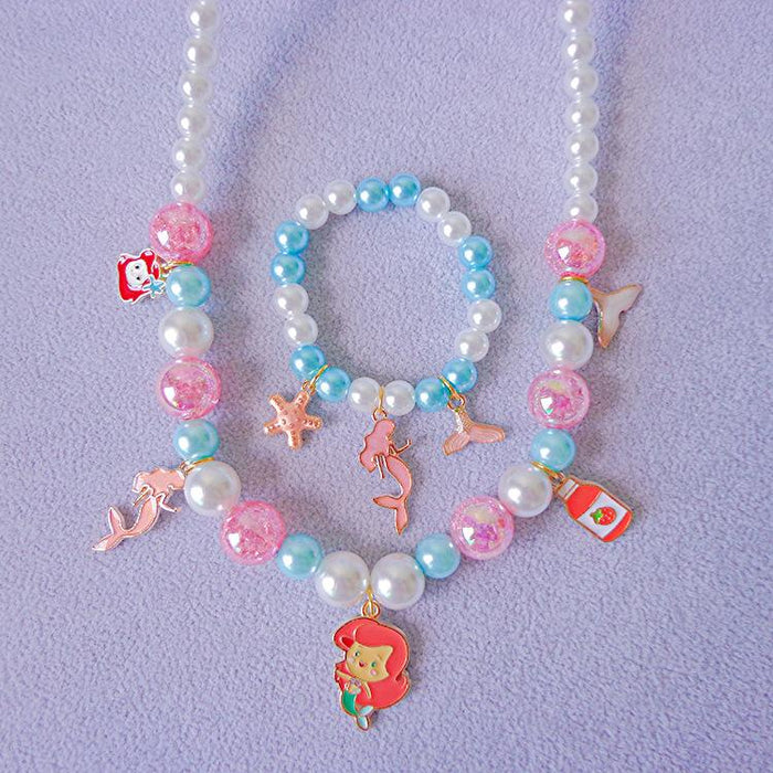 Children's Jewelry Princess Sweater Chain Necklace Bracelet Set