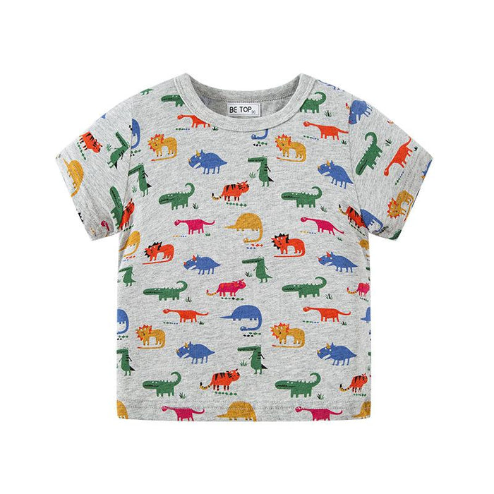 Children's allover dinosaur short sleeve baby top short sleeve T-shirt