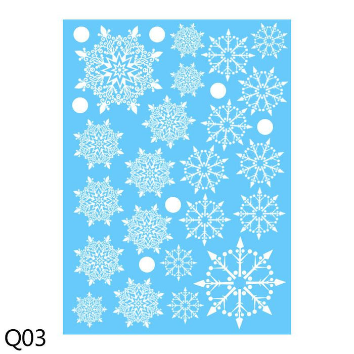 1 Sheet Merry Christmas Snowflake Snowman Window Sticker