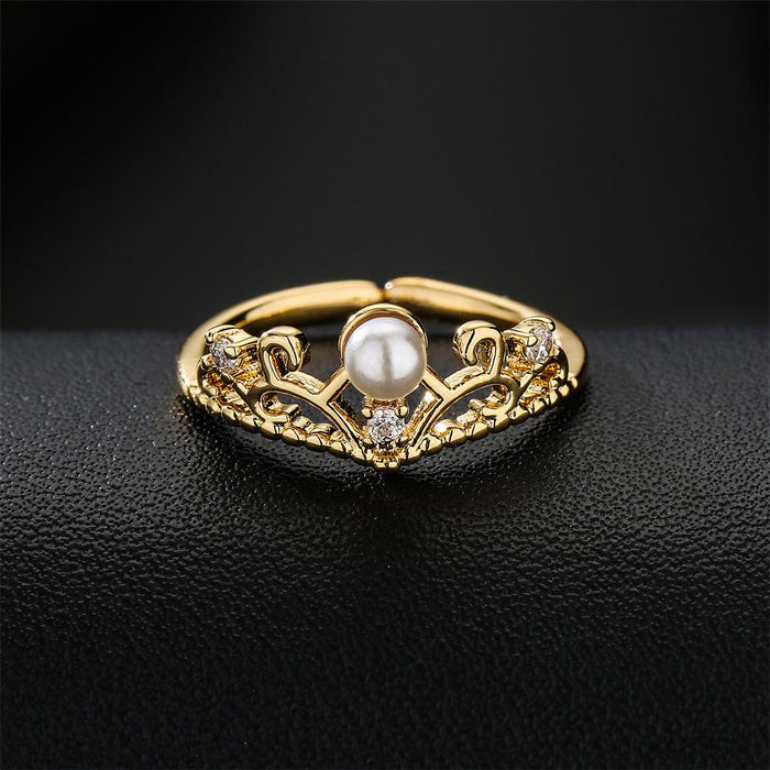 Fashion Personalized Zircon Crown Geometric Opening Ring