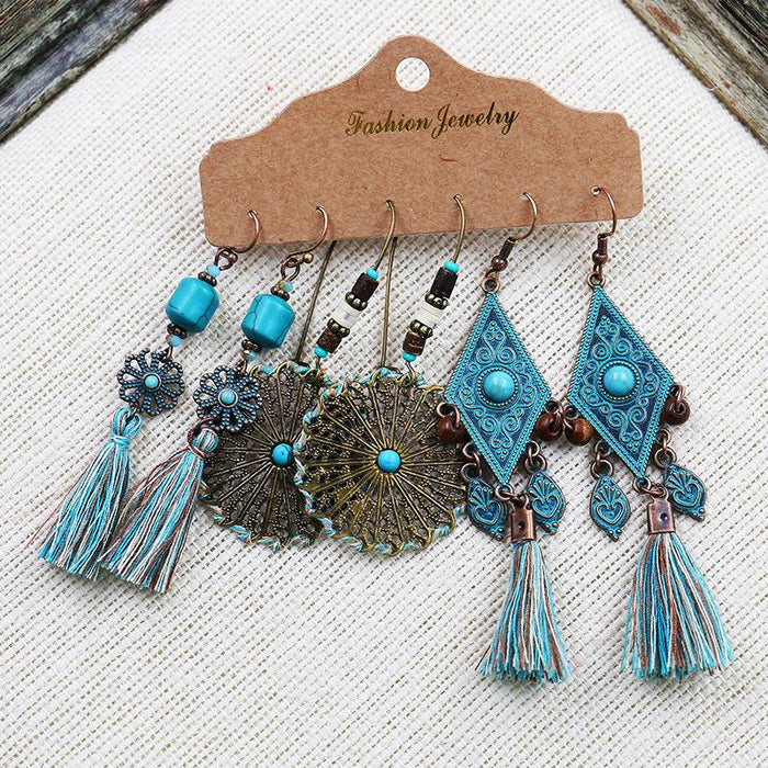 3 pairs/set Earrings Bohemian Style Jewelry X0X36216