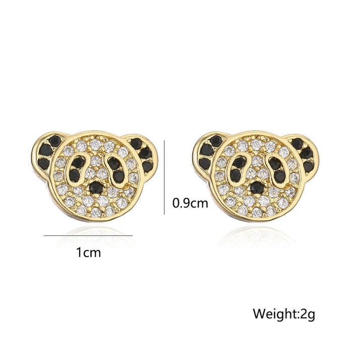 Fashion Personality Gold Color Zircon Cute Animal Stud Earrings