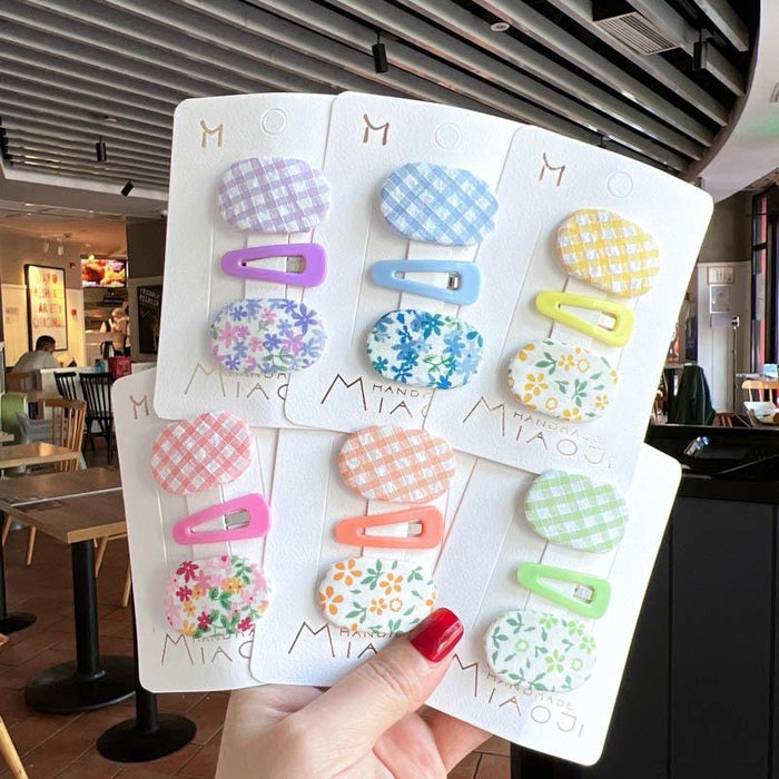 Children's hairpin cloth Plaid hairpin