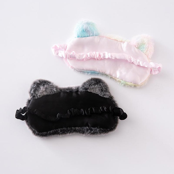 Plush Black Cat Cute Cartoon Rabbit Shade Blindfold Eye Mask