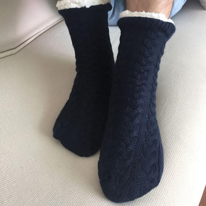 Mens Winter Warm Soft Cotton Thickened Plus Velvet Sleeping Anti Slip Sock