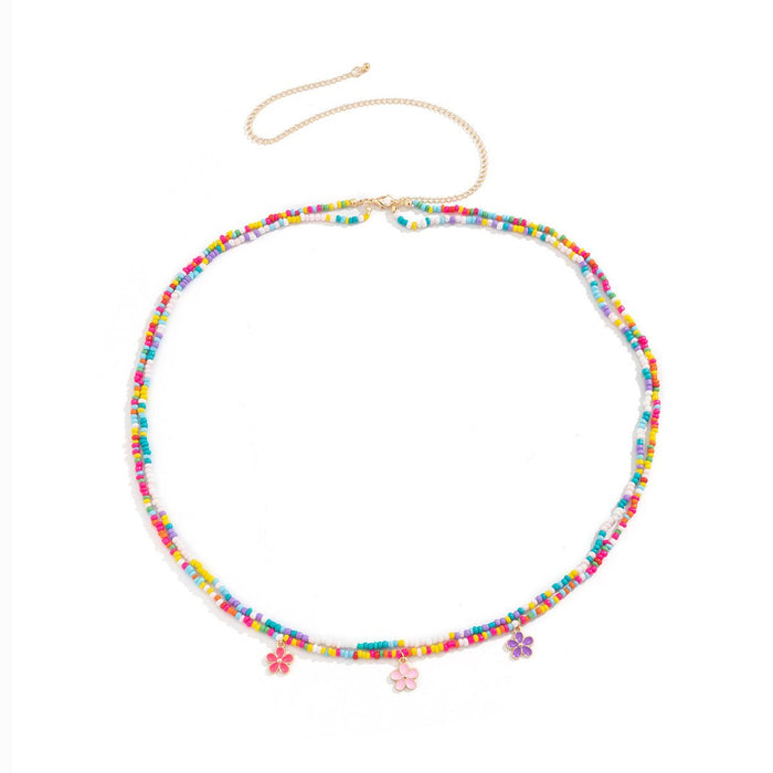 Colorful Beaded Waist Chain Geometric Stretch Body Chain