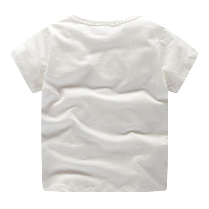 Little lion print round neck cartoon short sleeve T-shirt