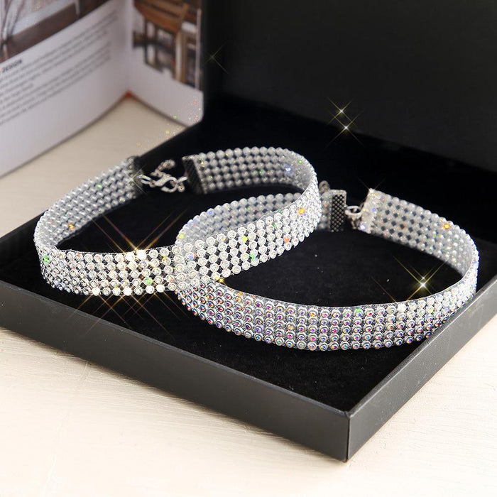 Hip Hop Choker Inlay Rhinestone Collar