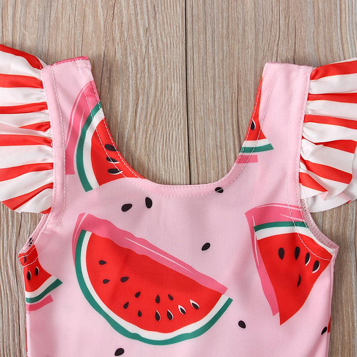 Girls Summer Printed Triangle Swimsuit One-piece Swimsuit