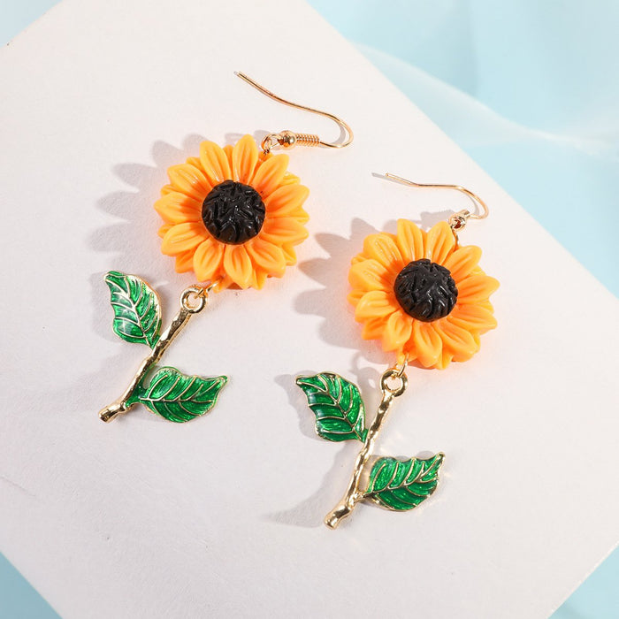 Small Fresh Resin Sunflower Earrings