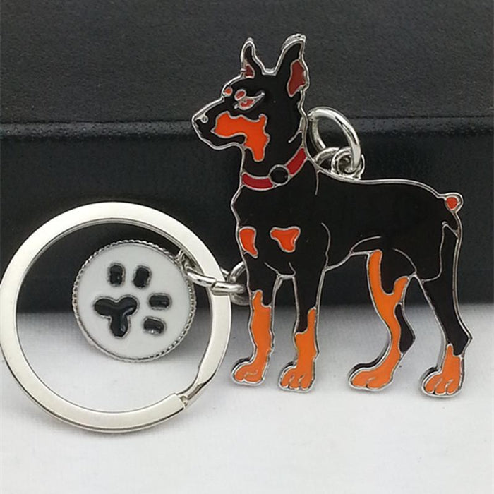 Multicolor Pet Dog Painted Zinc Alloy Keychain