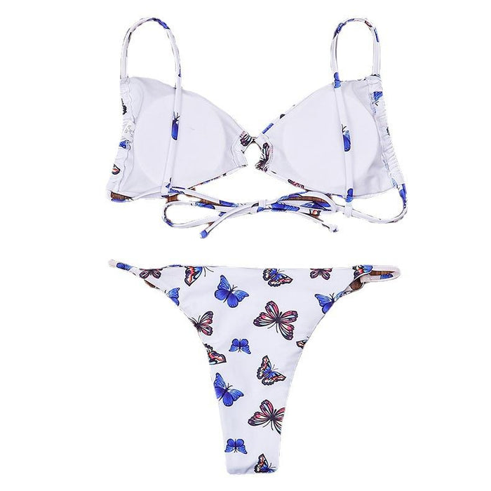 Sexy butterfly print split Bikini Swimsuit