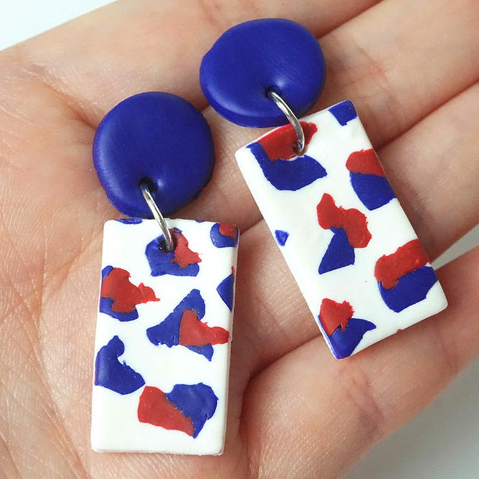 Peach Heart Flag Color Matching Unique Clay Earrings