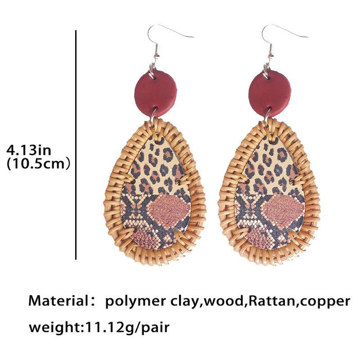 New Fashion Printed Zebra Print Women's Wooden Earrings