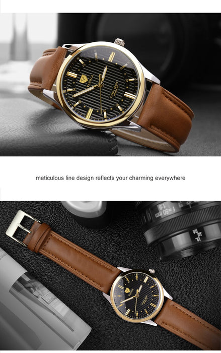 Yazole Watch Business Men's Watch Unique Luminous Leisure Leather Watches Fashion Quartz Watch