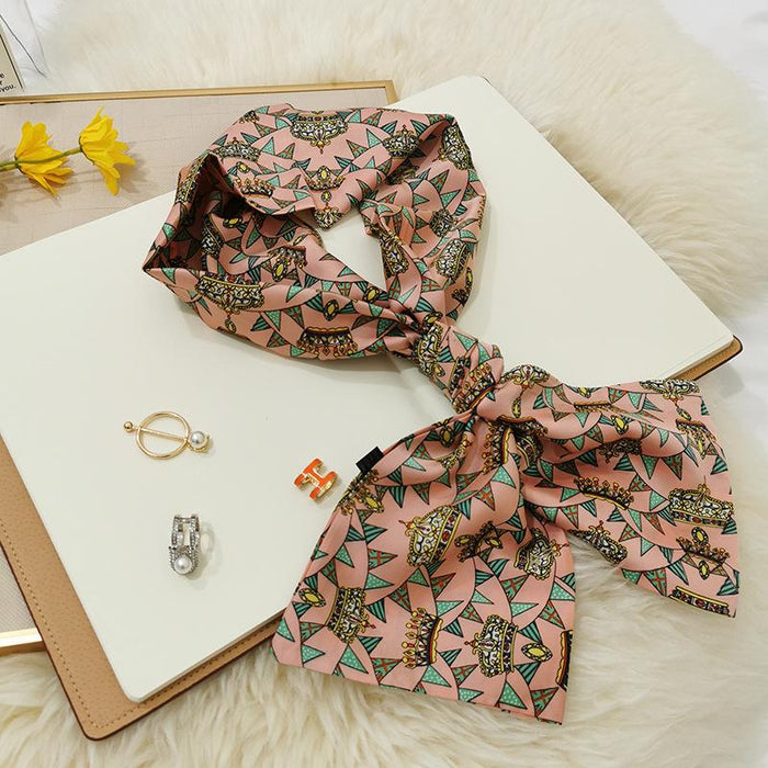 Imitation  scarf thin narrow strip leopard pattern simple waist chain scarf