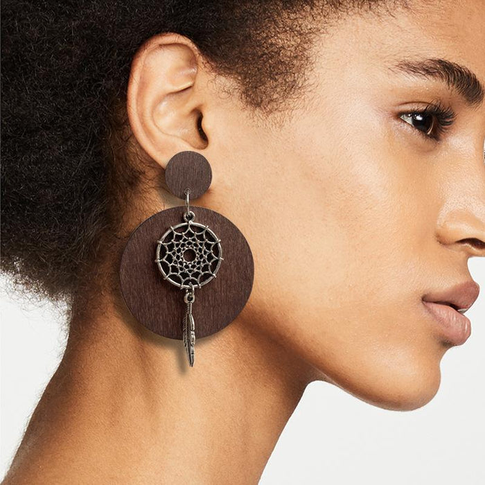 Simple Retro Personality Exaggerated Wooden Bohemian Women's Earrings