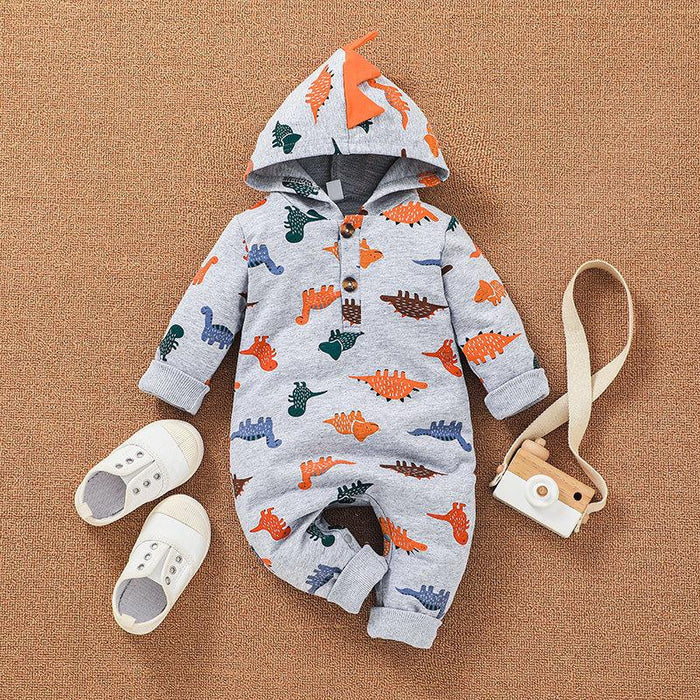 Newborn Baby Clothes Dinosaur Print Jumpsuit