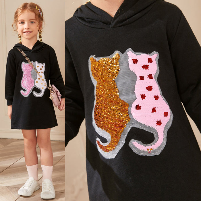 Sequin flip cartoon skirt baby Sweatshirt skirt A-line skirt