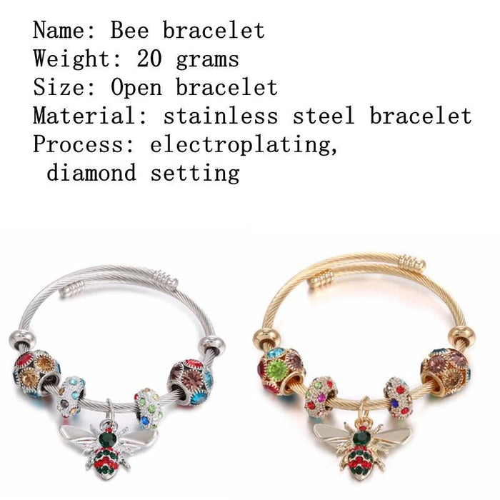 Stainless Steel Bracelet Colorful Bees