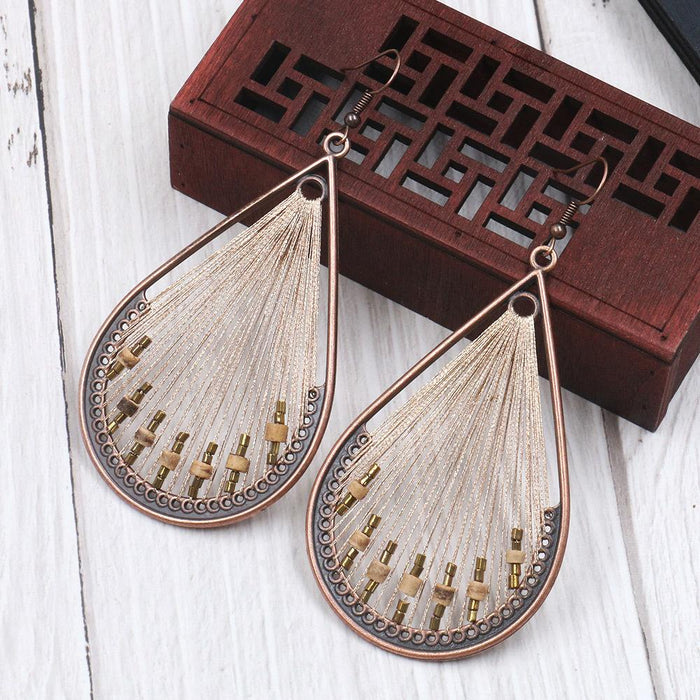 Vintage Fashion Drop Shaped Hand Woven Earrings