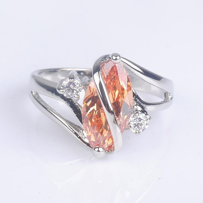 Gorgeous Women Jewelry Champagne  Zircon Bridal Rings