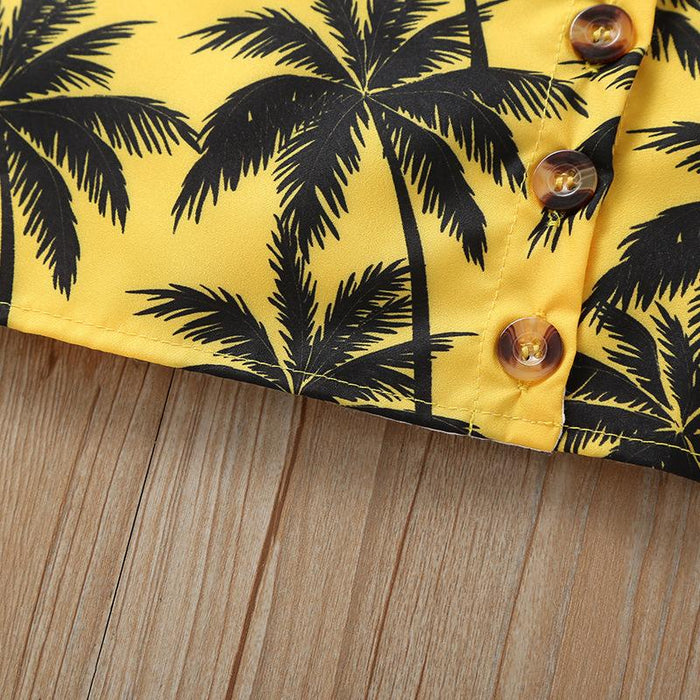 Children's sleeveless vest coconut Print Skirt Set