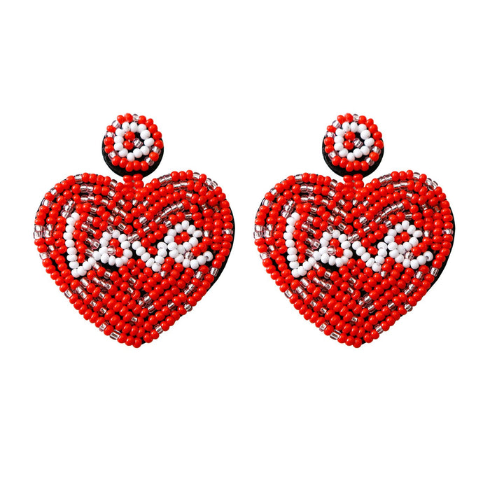 2022 New Handmade Woven Love Rice Bead Earrings