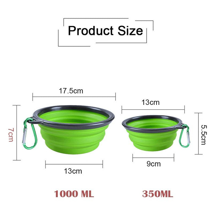 1000ML Silicone Dog Feeding Bowl With Carabiner Folding Cat Bowl