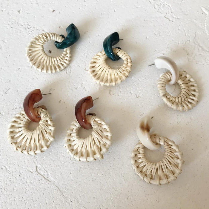 Acrylic Resin Earrings Bamboo Rattan Vintage Earrings Jewelry