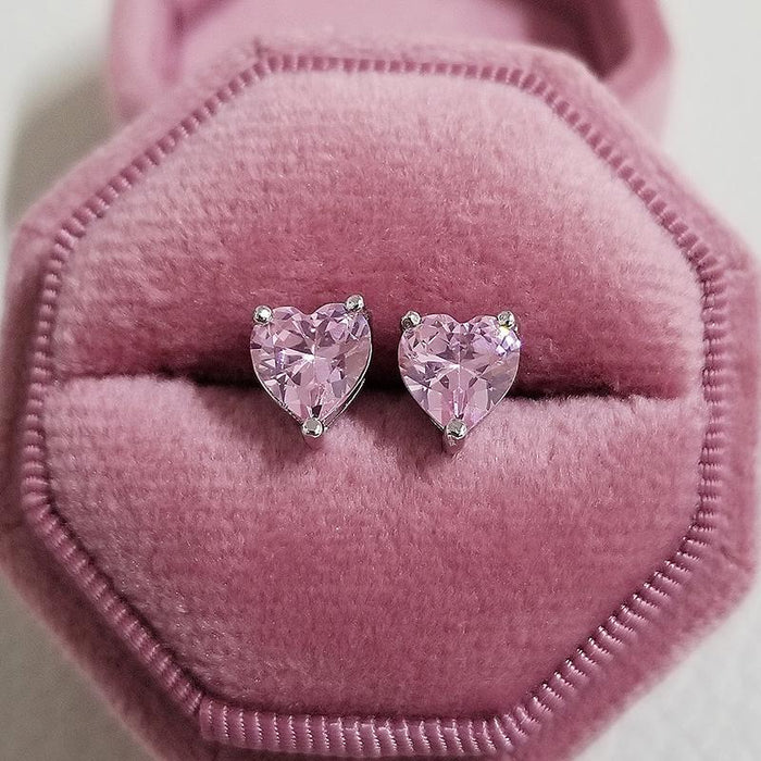 Silver Zircon Stud Pink Earings