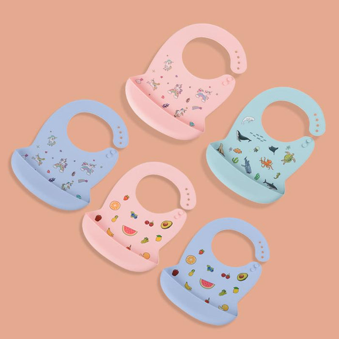 Silicone Baby Bib Waterproof Cartoon Feeding Soft Adjustable Scarf