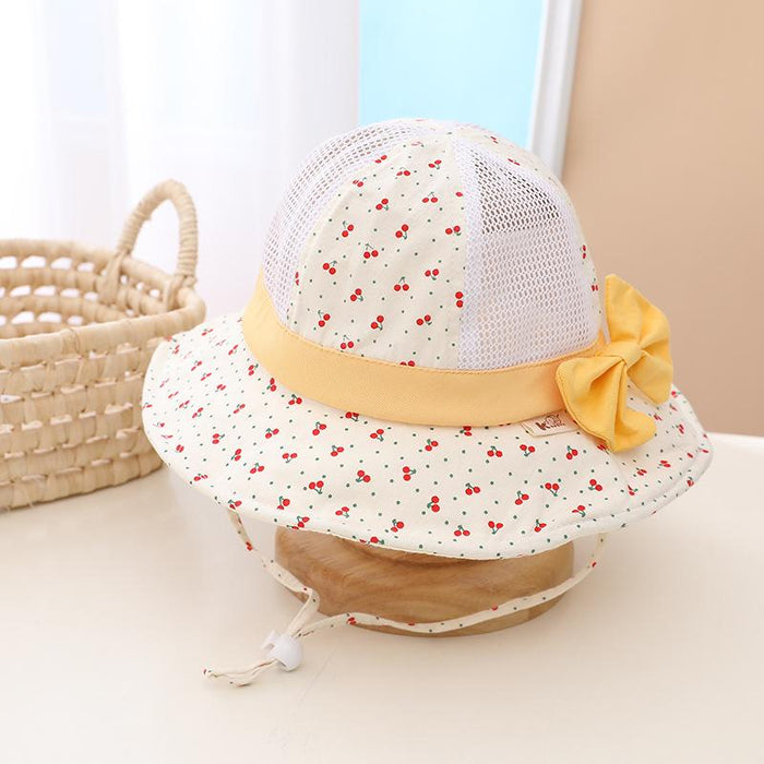 Summer Cute Bow Children's Breathable Mesh Fisherman Hat