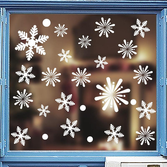 1 Sheet Merry Christmas Snowflake Snowman Window Sticker