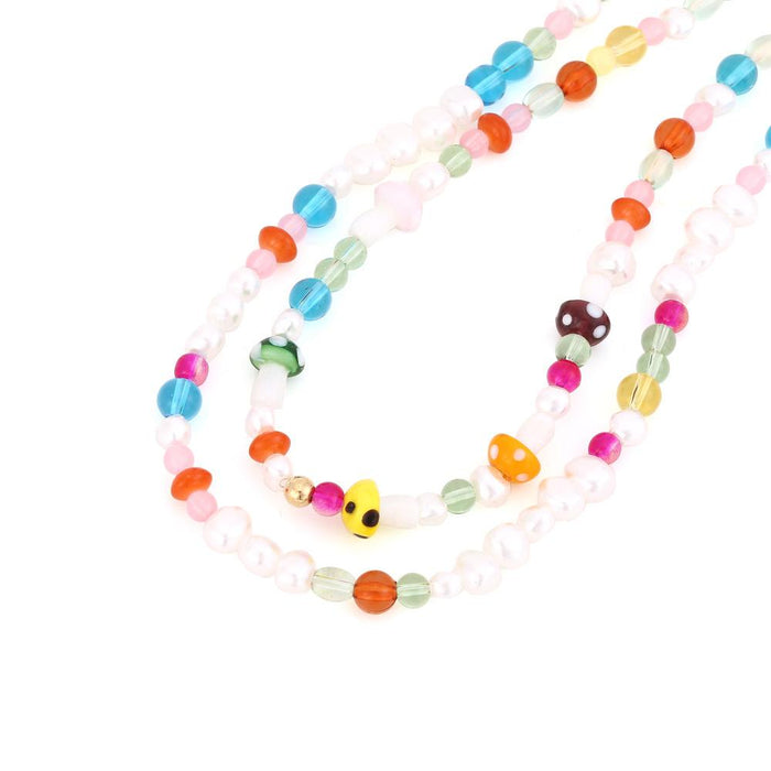 Colorful glass handmade pearl necklace female