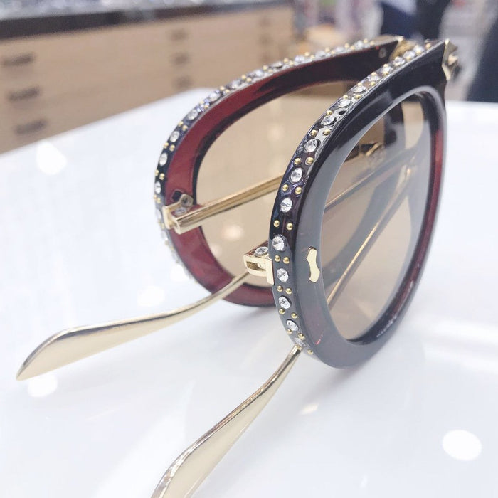 New Rhinestone Inlaid Frame Folding Sunglasses